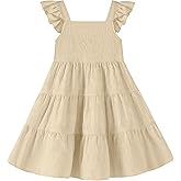 Dalukit Toddler Baby Girls Dress Sleeveless Ruffle Baby Girls Summer Dress Casual Solid Floral Little Girls Beach Sundress