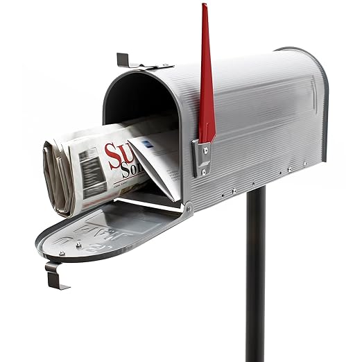 US Mailbox Briefkasten Amerikanisches Design silber mit passendem Standfuß