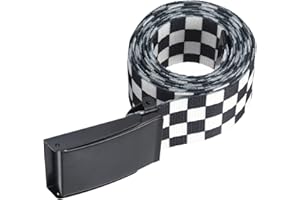 Alomejor Scene Belt, Seatbelt Buckle Checker Pattern Belt, Black White, Adjustable Unisex Adult Size