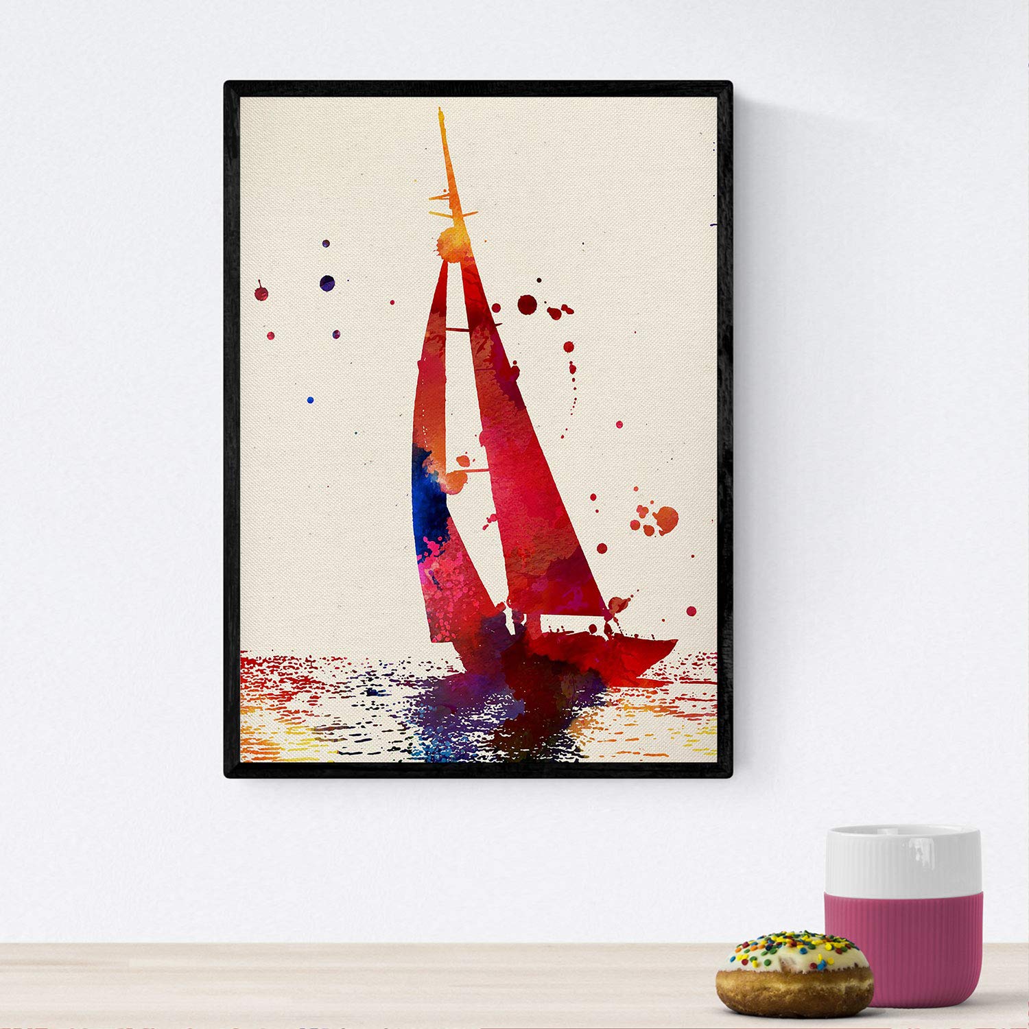 Nacnic Poster Sailing ship with watercolor design. Mix with watercolor style sheets for interior decoration. A4 size