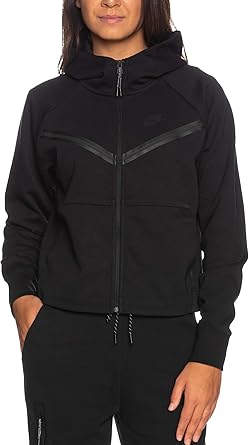 Nike W NSW TCH FLC WR Hoodie FZ Women's Full-Zip Hoodie CW4298-010 Black/Black, Schwarz X-Large 