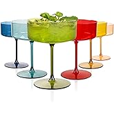 Ciaell 12PCS Plastic Martini Glasses - 10 Oz Colored Disposable Coupe Glasses with Stem - Heavy Duty Margarita Cups for Bars, Cocktails, Whiskey, Parties & Wedding