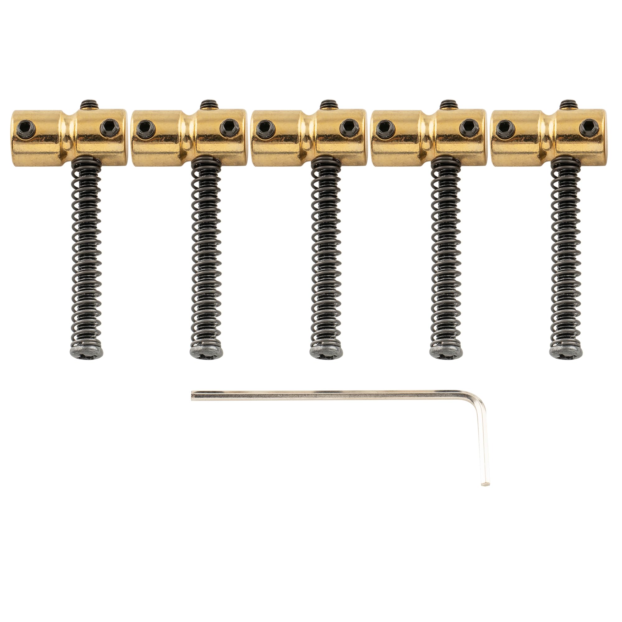 Musiclily Pro 18mm Steel Bass Bridge Saddles for 5-String Precision and Jazz Bass, Gold (Set of 5)