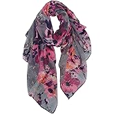 GERINLY Lightweight Scarves Fashion Flowers Print Women Cotton Wrap Scarf Head Shawl Winter Gift