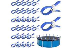 FABFLAME 30 PCS Pool Cover Clips for Above Ground Pools,5.1 Inch Stainless Steel Pool Cover Clamps,Heavy Duty Windproof Pool Clips for Winter Outdoor Above Ground Swimming Pool Cover