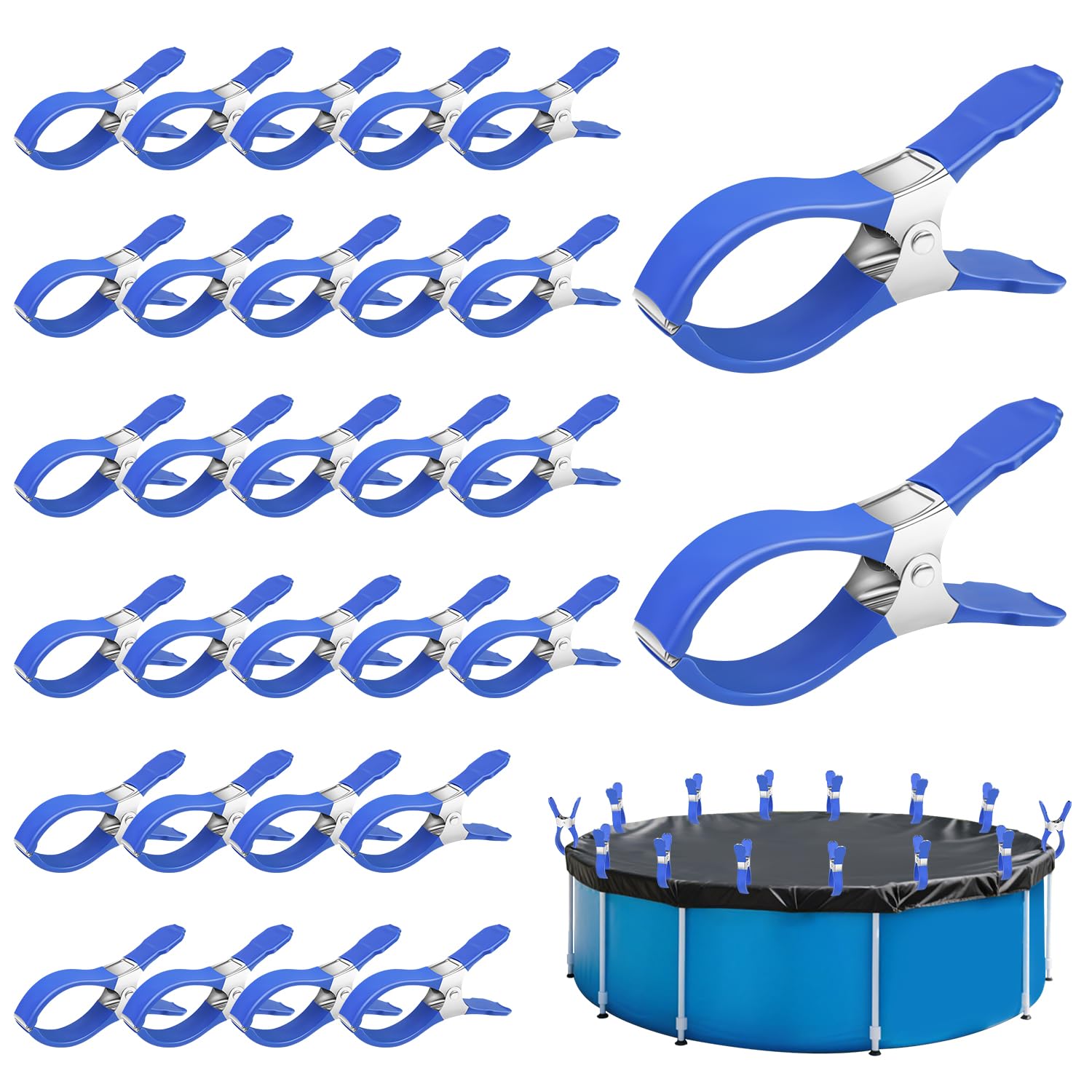 Photo 1 of 30 PCS Pool Cover Clips for Above Ground Pools,5.1 Inch Stainless Steel Pool Cover Clamps,Heavy Duty Windproof Pool Clips for Winter Outdoor Above Ground Swimming Pool Cover