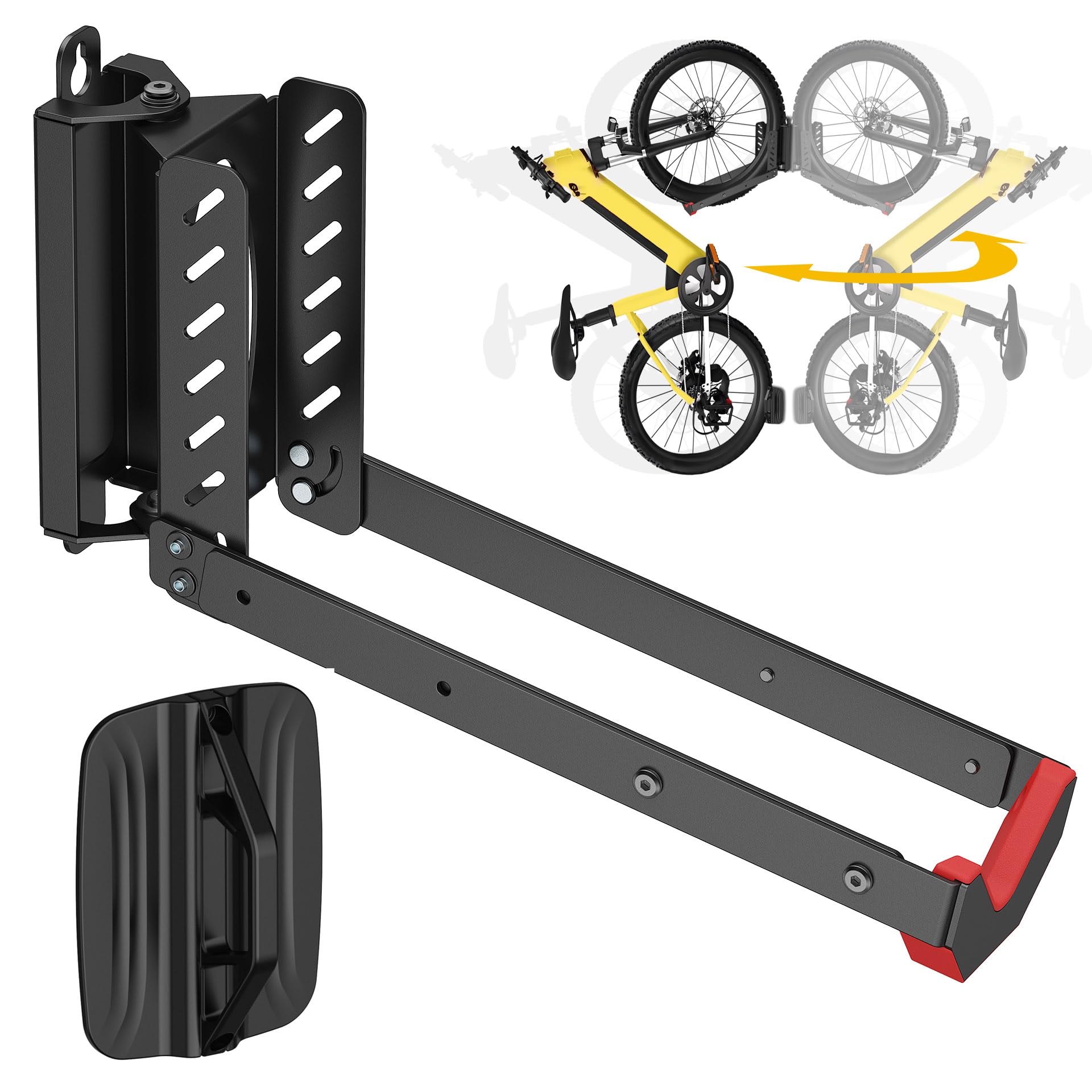Mimoke Adjustable Space Saving Bicycle Wall Mount Easy Lifting Design with Folding Arm and Swivel Function (1 Pack)