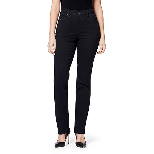Gloria Vanderbilt womens Amanda Classic High Rise Tapered Jeans, Black, 26 Plus Short