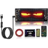 Kefly Programmable LED Sign for Car, Devil Eyes Light for Windshield, Flexible LED Matrix Panel, Bluetooth APP Control, Also a Smart Clock (2.7"x6.8")