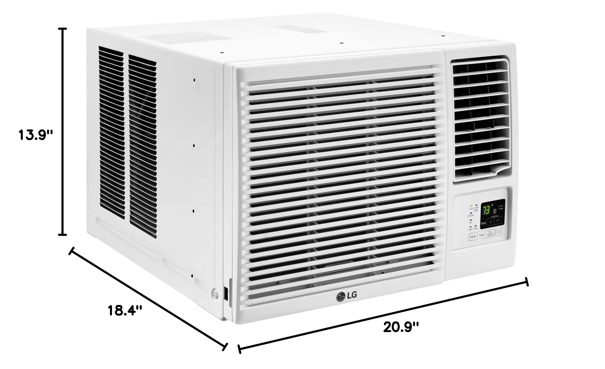 LG 7,600 BTU Window Air Conditioner with Heat, 115V, Cools 330 Sq.Ft. for Bedroom, Living Room, Apartment, with Remote, 2 Speeds, Slide In-Out Chassis, 24-hour Timer, White