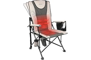 REALEAD Heated Camping Chair - Fully Padded Heated Camp Chairs for Outdoor Sports - Heavy Duty Folding Chairs Supports 400 lbs - Perfect for Outside Sport Events, Concert, Battery NOT Included