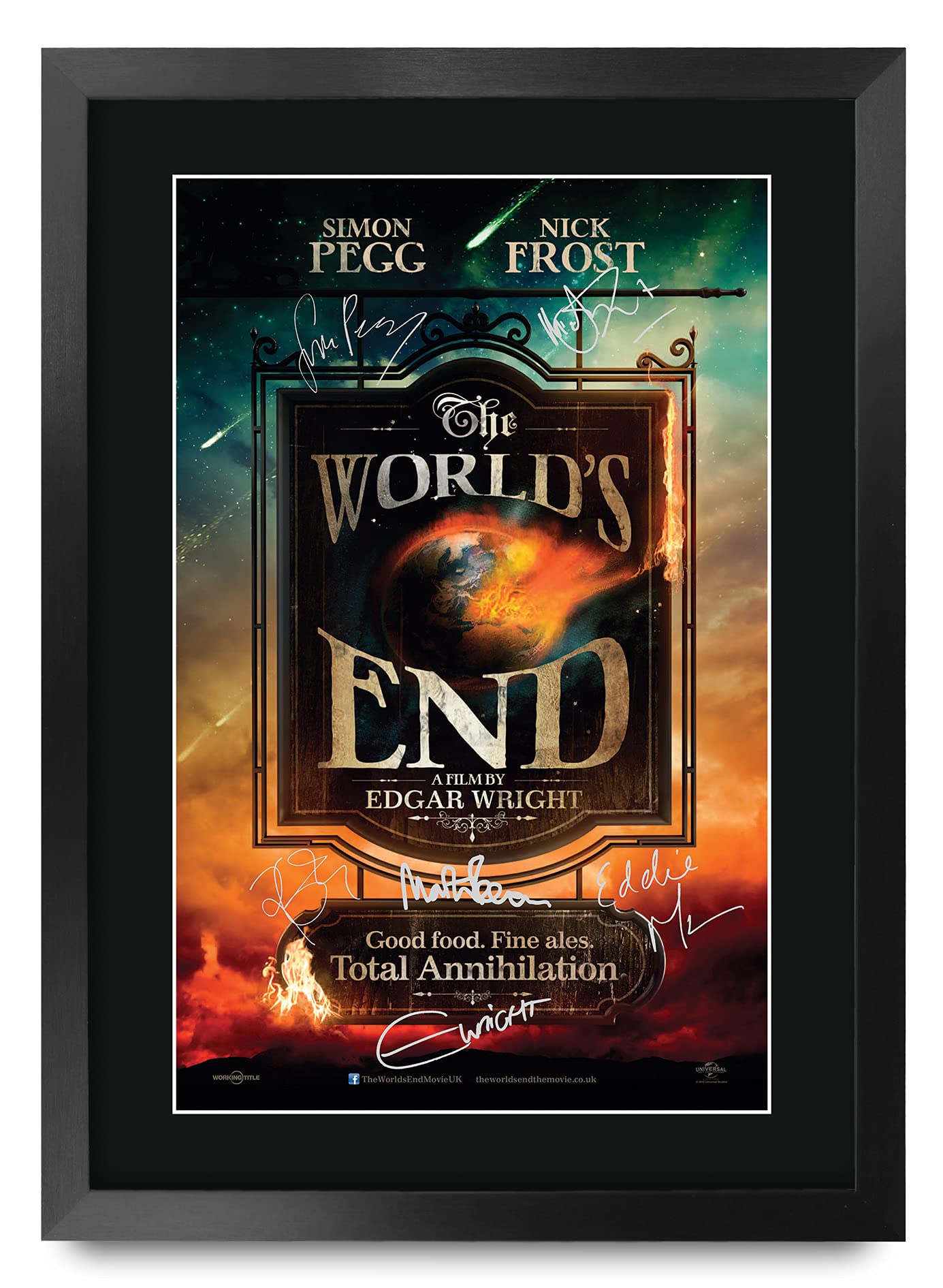 HWC Trading FR A3 The World's End Simon Pegg Gifts Printed Poster Signed Autograph Picture for Movie Memorabilia Fans - A3 Framed