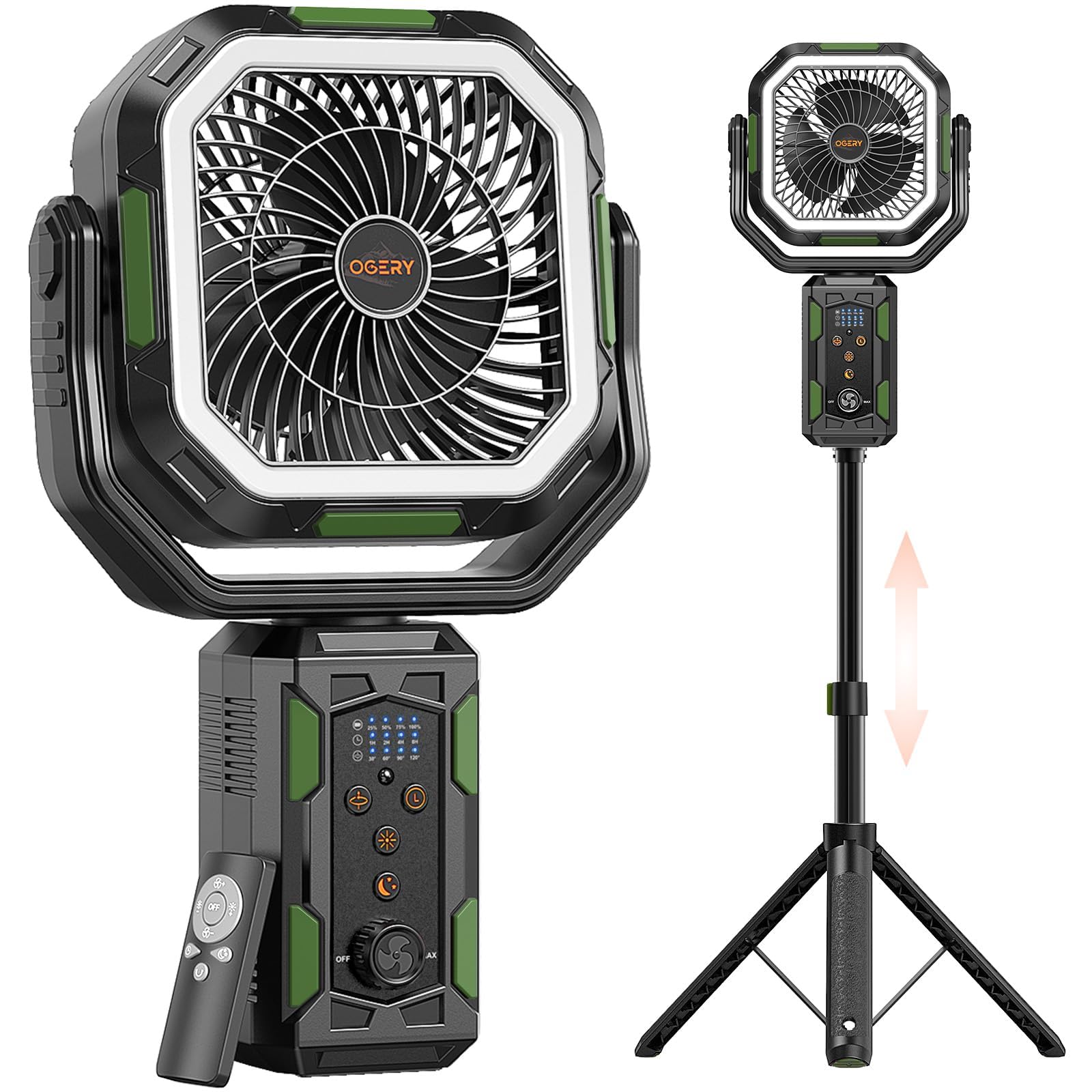 Photo 1 of OGERY F21 Camping Fan with Stand, 20000mAh Rechargeable Battery Powered Standing Fan, LED Lanterns for Power Outages, Strong Wind, Fast Charging for Tent, Travel, Bedroom, Camping Essentials