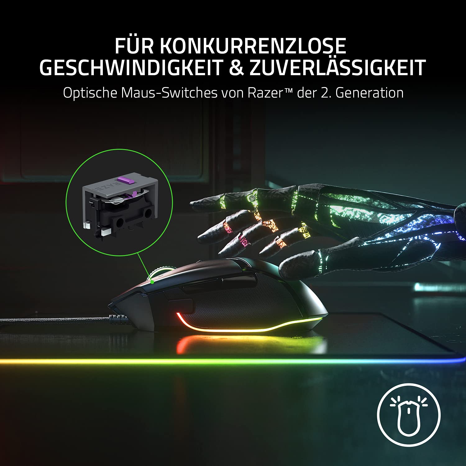 Razer Basilisk V3 - Kabelgebundene, anpassbare Gaming Maus mit Chroma RGB für PC / Mac (10+1 programmierbare Tasten, neigbares HyperScroll Mausrad, ergonomisches Design) Schwarz 6