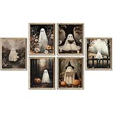 BYOCEW Vintage Ghost Poster 8x10 inch,Vintage Halloween Wall Decor Indoor | Halloween Pictures,Ghost Picture Wall Art Prints for Living Room Bedroom Party Decor Unframed