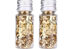 dshyuauoci 2 Bottles Gold Flakes, Premium Gold Leaf for Craft Art Decoration Perfect for Decorating Cakes Desserts Drinks Ice Cream Sushi