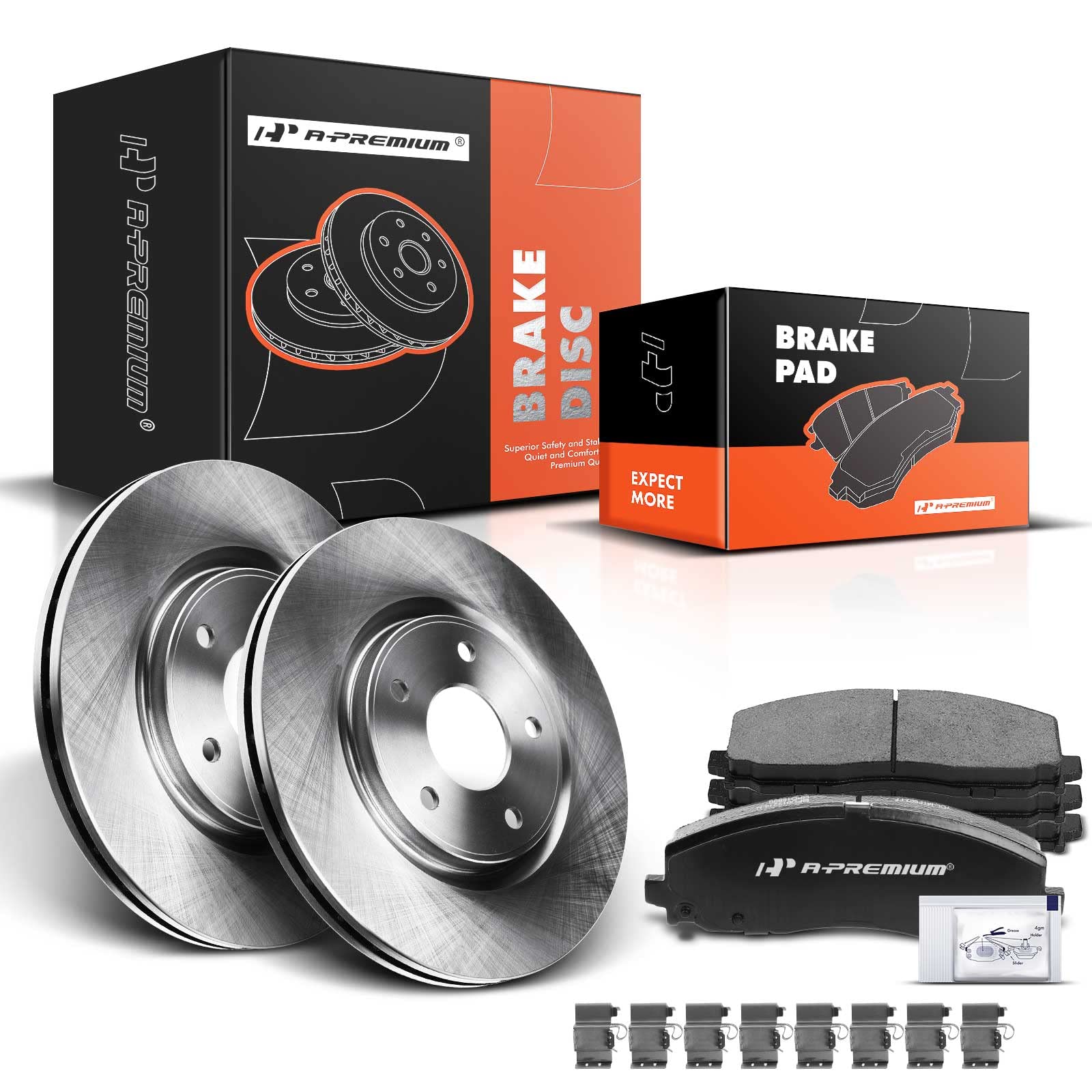 Photo 1 of A-Premium 12.99 inch(330 mm) Front Vented Disc Brake Rotors + Ceramic Pads Kit Compatible with Select Chrysler, Dodge, Ram and Volkswagen Models - Town & Country, Grand Caravan, Journey, C/V, Routan