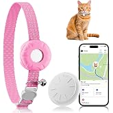 GPS Tracker, Bluetooth Mini GPS Dog Tracker, Cat Tracker Including Cat Collars, No Monthly Fee Cats GPS Tracker, Work with Find My APP (Only iOS), Pink