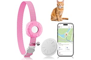 HONGTOP H Cat Tracker, Cat GPS Tracker, Compatible with Apple Find My App (Only iOS), No Monthly Fee, Waterproof Pet Tracker for Cats, Pink