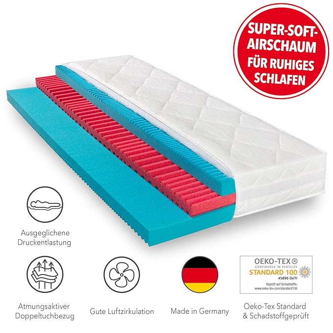 Matratzen Concord Macao Kaltschaummatratze | 7-Zonen Aufbau | Härtegrad 2 (H2-Mittel) | 120X200 cm