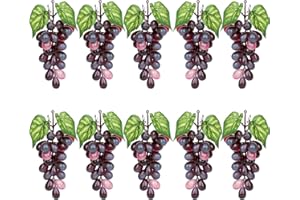 VEOAY 10 Bunches Fake Grapes Decorative Fruit Artificial Grapes for Home House Kitchen Party Wedding Photography Decor - Burgundy Red