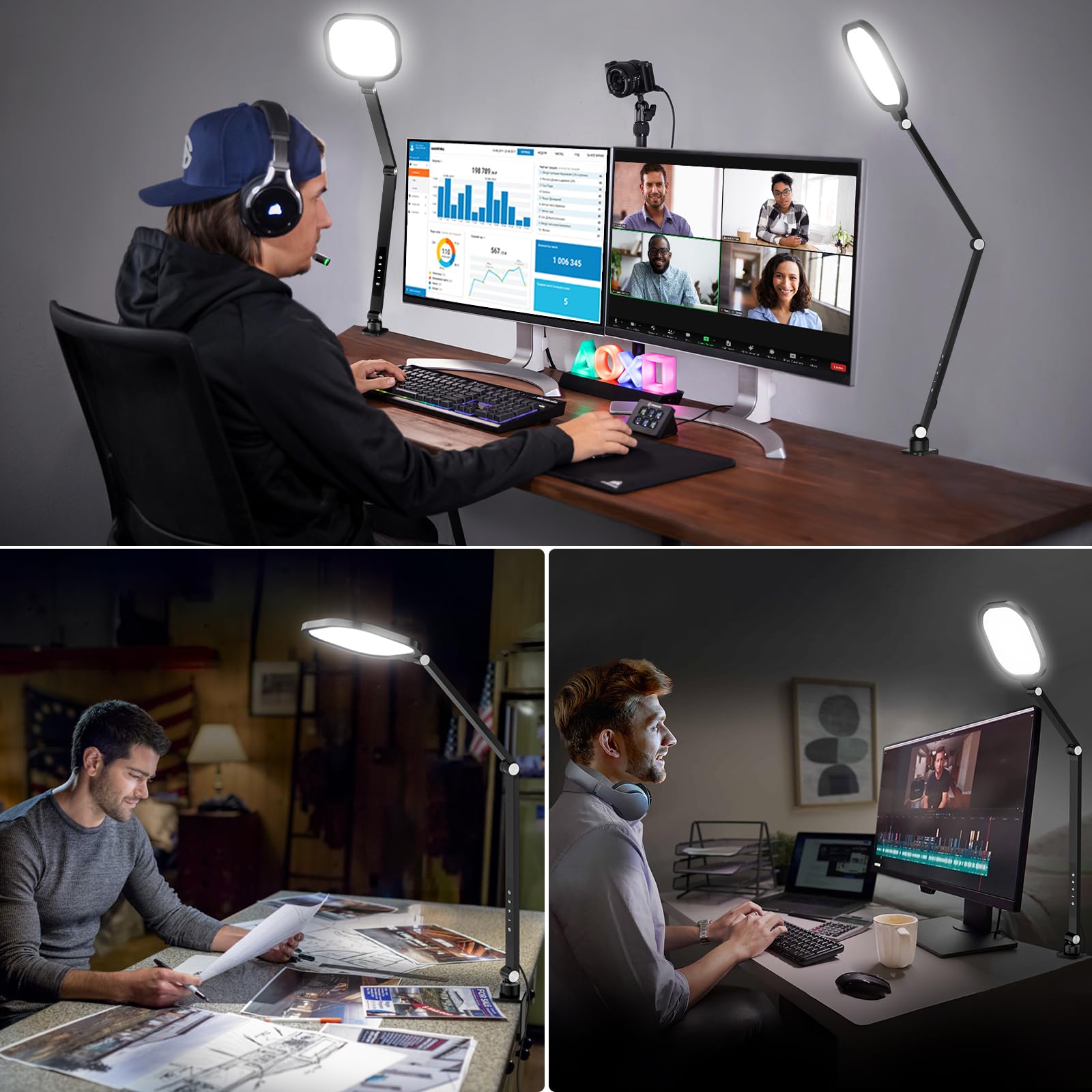 LitONES Video Conference Light Zoom Lighting for Computer, 15W Desk Light for Zoom Meeting Video Recording Live Streaming, Webcam Light with C-Clamp Memory & Timing CRI＞95