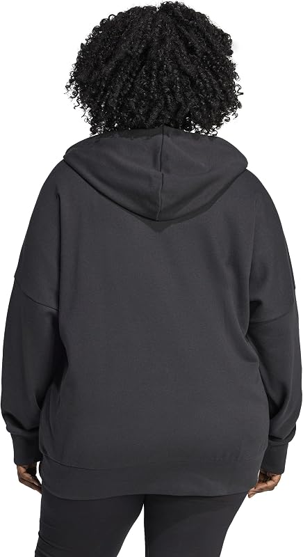 Damen Essentials Linear Full Zip French Terry Hoodie Sweatshirt, Black/White, L — Foto 3 von 4