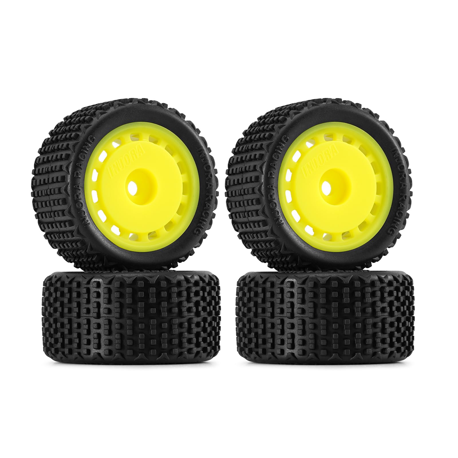 INJORA Pre-mounted Pin Buggy Tires & Wheels for 1/28 Losi Micro-T,4pcs