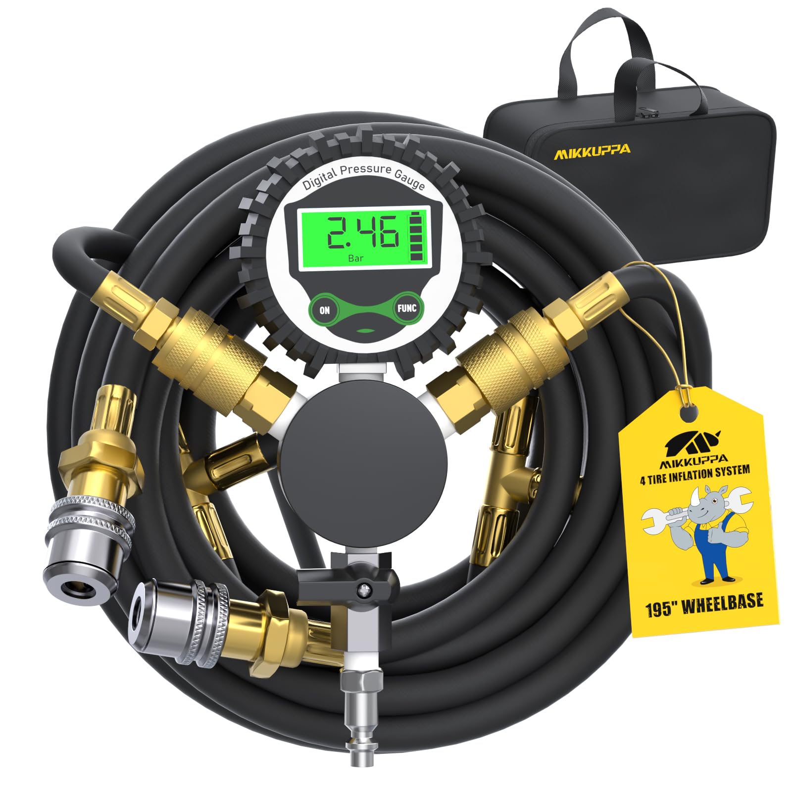 Photo 1 of MIKKUPPA 4 Tire Inflation System - 4 Tire Inflation Deflation System, Tire Pressure Equalizer with Quick Coupler Adaptor Closed Flow Air Chuck for Car Trucks Off Road Vehicles Up to 195" Wheelbase