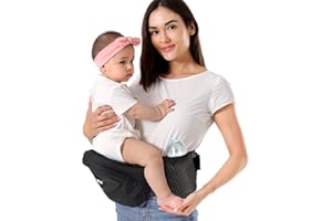 HKAI Baby Carrier Hip Seat, Mom’s Choice Award Winner, Advanced Large Capacity Pocket with Adjustable Waistband, Shock Absorption Hip Seat Surface for Newborns & Toddlers, (Black)
