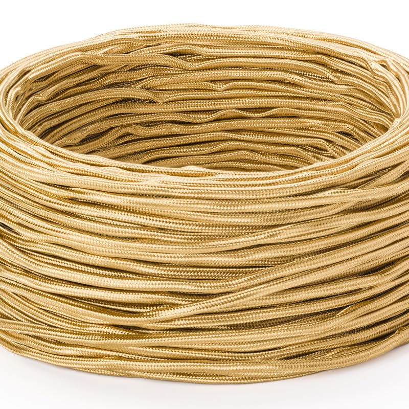ORION LIGHTSTYLE 5m/5m Set, Extra Thin Textile Cable for Chandeliers, Gold, Fabric Cable, 3-Core, 3 x 0.75 mm², VDE Certified