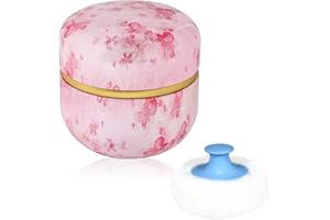 W M G WEMEGA WEMEGA Body Powder Case with Powder Puff Powder Container Tea Box for Baby and Women Powder Puff and Powder Case for Travel (Pink Flower)