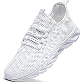 WCIDFY Mens Running Shoes Mesh Breathable Tennis Shoes Lightweight Walking Sneakers Comfortable for Gym White 8.5