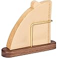 MIAO JIN Jumperlay Stand Coffee Filter Holder Storage, Walnut and Brass Coffee Filter Paper Storage Container Compatible with #1/#2/#4/V60 for Coffee Bar/Home/Office