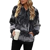 Yanekop Womens Fuzzy Fleece Pullover Oversized Sherpa Jacket Half Zip Pullover Sweaters Winter Faux Fur Jacket Coat