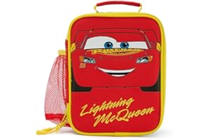 Disney Store Official Cars Insulated Lunch Box - Lightning McQueen Lunch Bag for Kids with Double Zip Pull, Embroidered Details, Screen Art, Mesh Pocket, ID Label - Perfect for School