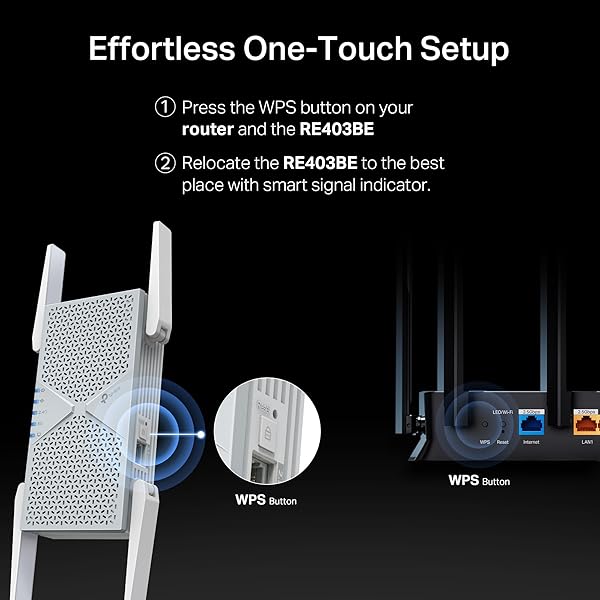 TP-LINK BE6300 WI-FI 7 RANGE EXTENDER RE403BE W/ 2.5G PORT | 6.3 GBPS DUAL-BAND WIRELESS REPEATER | INTERNET SIGNAL BOOSTER FOR HOME | UP TO 2800 SQ.FT, 64 DEVICES | MLO, EASYMESH | NO 6 GHZ BAND