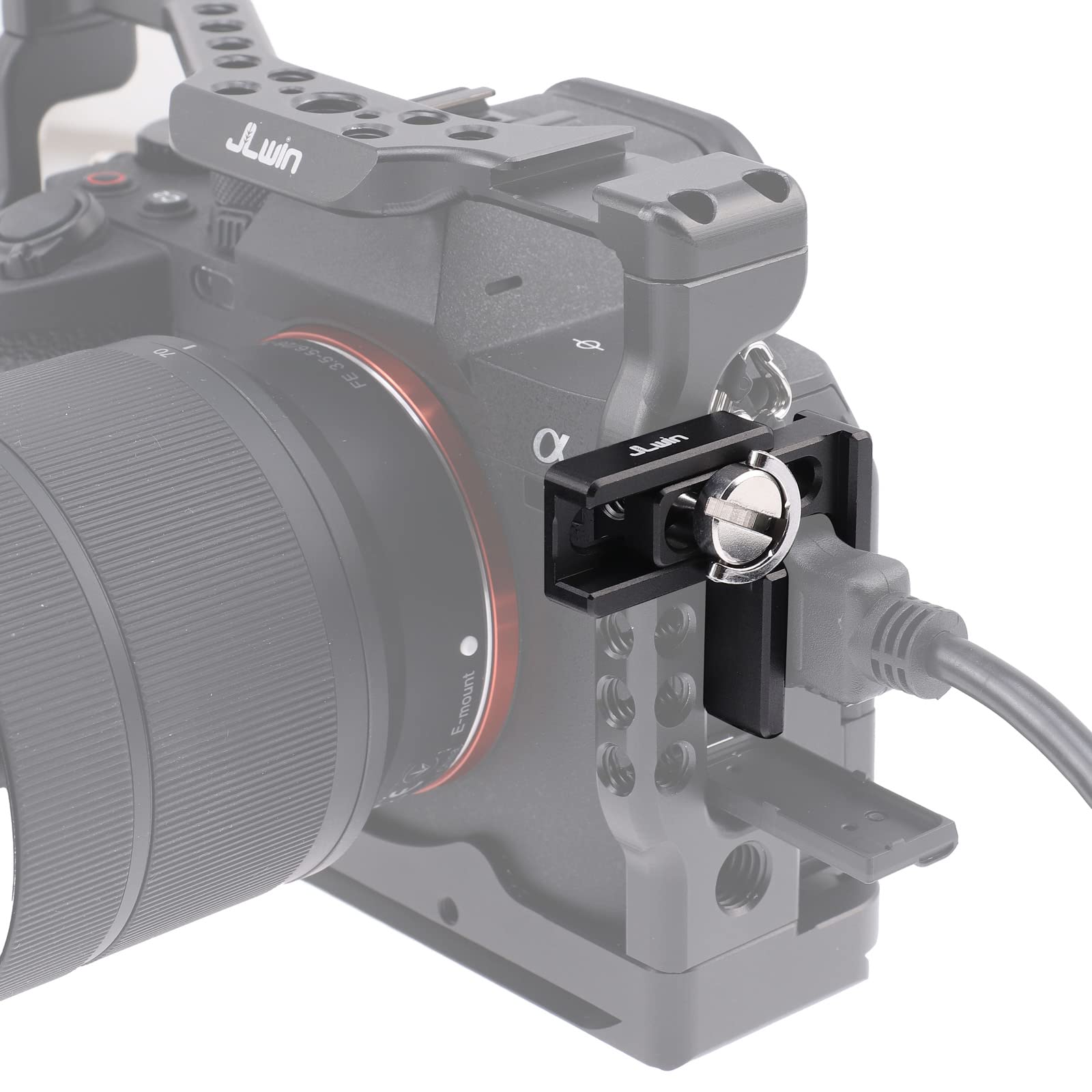 FOTGA SFRJ142 HDMI Cable Clamp, Aluminium Alloy Universal Fixator Tether Tool with 1/4 Inch Screw for Camera Cage DSLR Camera Rig Quick Release Plate