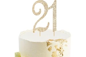 BAHABY Gold 21st Birthday Cake Topper Rhinestones Cake Decorations