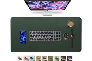 HofferRuffer Desk Pad, Office Desk Protector Mat, Waterproof Desk Mat for Desktop, Dual Side Use Faux Leather Desk Pad for Keyboard and Mouse for Office and Home (DarkGreen, 31.5" x 15.8")