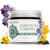 Four Elements 4E Unscented Comfrey Moisture Cream, Deeply Moisturize and Nourish your Skin, Certified Organic, 2 OZ