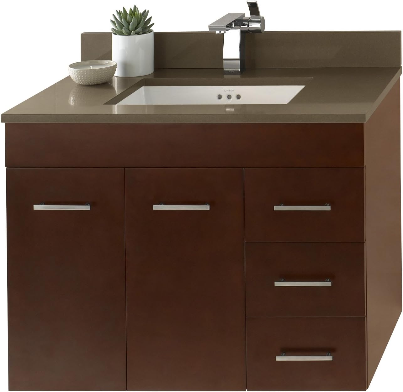 Ronbow Bella 33 Inch Wall Mount Bathroom Vanity Set In Dark Cherry Ronbow Bella 33 Inch Wall Mount Bathroom Vanity Set In Dark Cherry