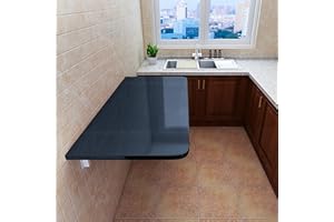 HORV Folding Table, Wall Mounted Dining Table, Drop-Leaf Computer Desk, Small Fold Down Table for Kitchen Laundry Room Restau