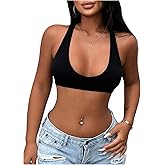 MakeMeChic Women's Open Back Crop Tank Top Low Cut Sexy Cute Summer Tops