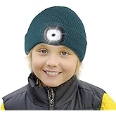 Etsfmoa Unisex Beanie with The Light,Gifts for Kids Boys and Girls Children USB Rechargeable Headlamp The Cap