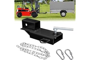 BESTZHEYU Forklift Trailer Hitch Attachment, EBESTTECH 1PC Fork Trailer Hitch Attachment 2" Receiver Trailer Towing Adapter with Chain Black