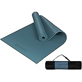 Primasole Dark Green Non Toxic Yoga Mat with Poses - 68"Lx24"Wx1/3 Inch Non-Slip Workout Mats for Home, At Home Workout Mat with Carry Strap for Yoga Pilates PSS91NH011NA