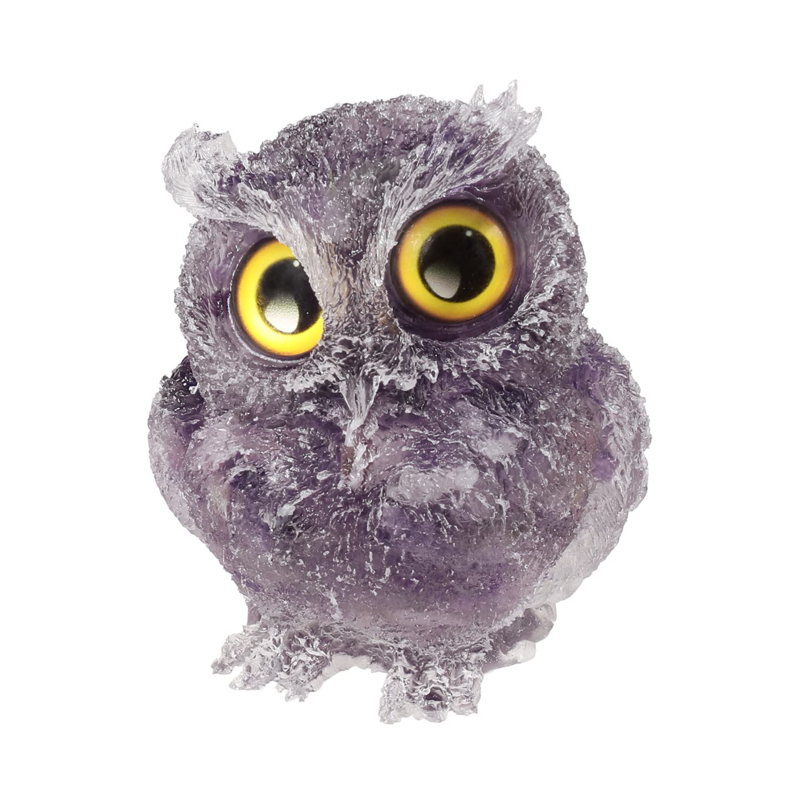 mookaitedecor 3 Inch Amethyst Crystal Owl Figurine Ornament for Home Office Decor Housewarming Gift Large Purple Owl Gift for Women Men, Resin Stone Animal Sculpture Statue Good Luck Ornament