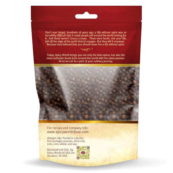SPICY WORLD WHOLE ALLSPICE BERRIES 14 OZ RESEALABLE BAG | ALL SPICE PIMENTO JAMAICA PEPPER FOR COOKING & SEASONING | VERSATILE BERRY FOR CURRIES, SOUPS AND EVEN PASTRIES