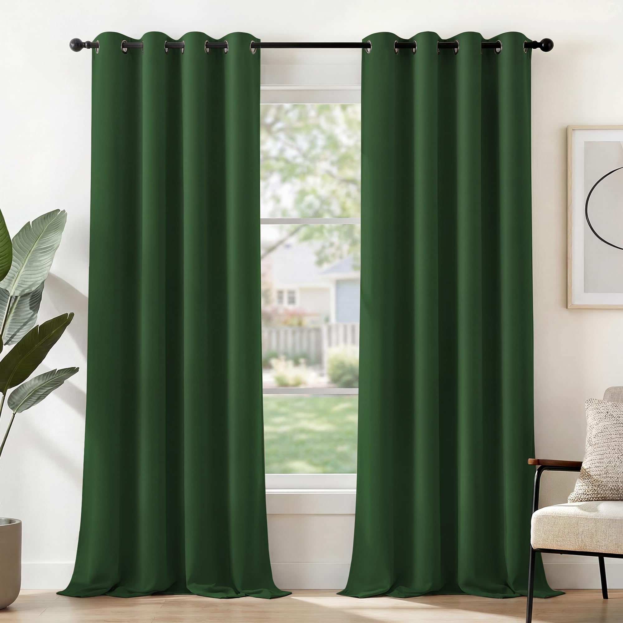 Deconovo Blackout Curtains Thermal Insulated Room Darkening Eyelet Curtains Energy Saving Super Soft Curtains for Bedroom 55 x 110 Inch Dark Forest 2 Panels